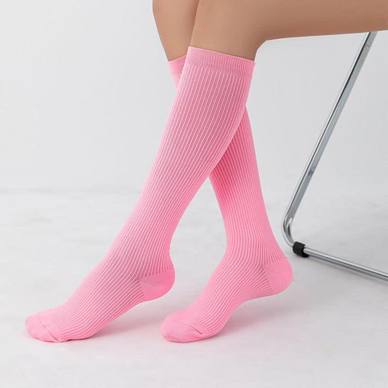 Chaussettes de compression athlétiques à rayures verticales couleur bonbon (7 paires)