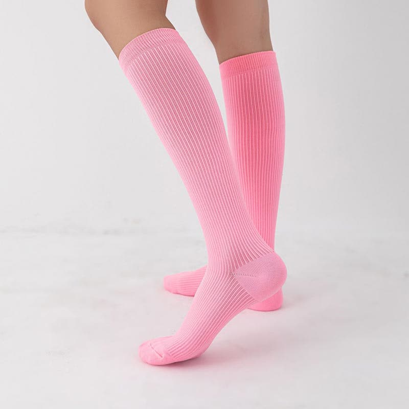 Chaussettes de compression athlétiques à rayures verticales couleur bonbon (7 paires)