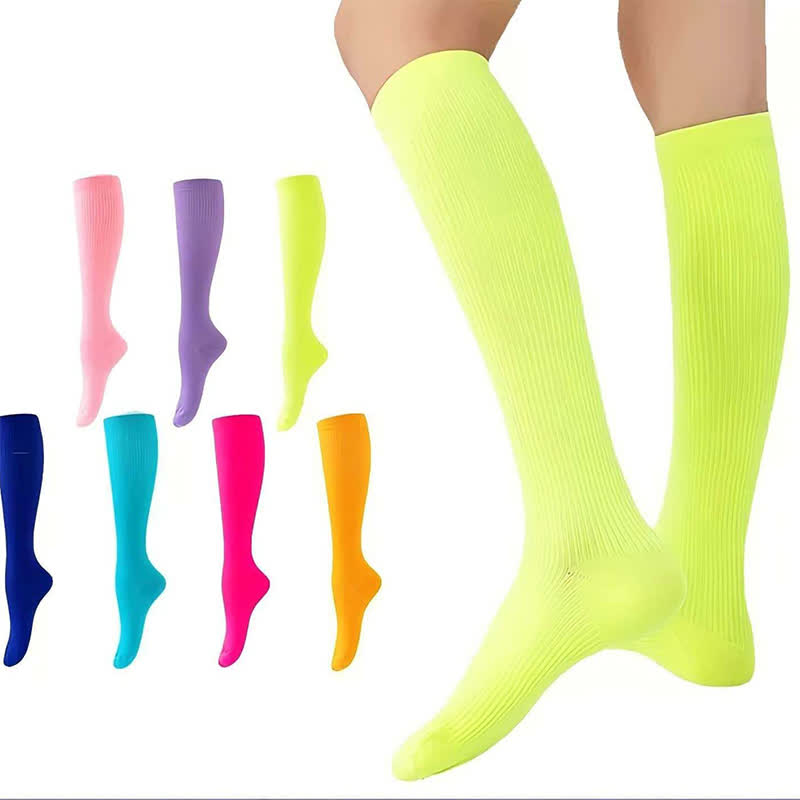 Chaussettes de compression athlétiques à rayures verticales couleur bonbon (7 paires)