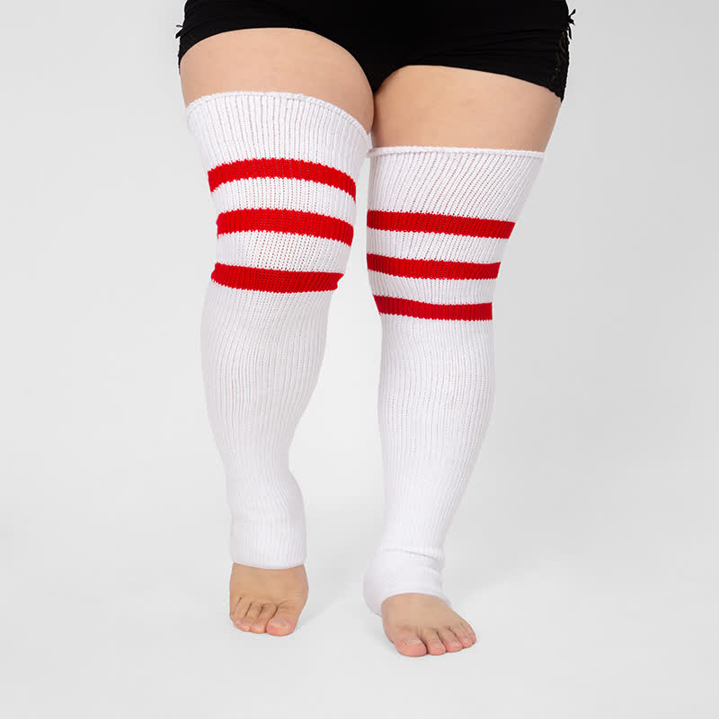 Chaussettes de compression montantes à rayures et bout ouvert - image 8