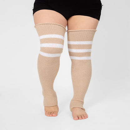 Chaussettes de compression hautes à rayures et bout ouvert, grande taille - image 3