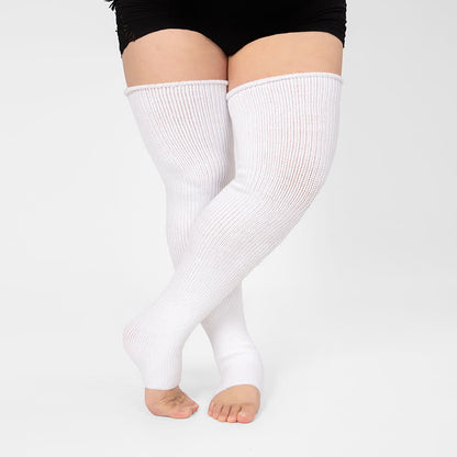 Chaussettes de compression montantes à rayures et bout ouvert - Blanc - Taille unique - image 20