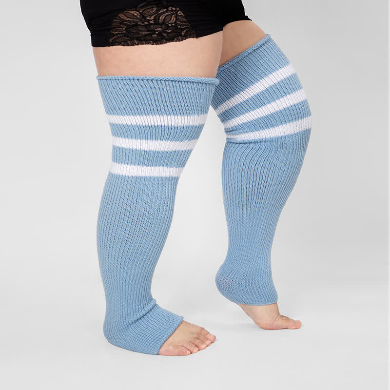 Chaussettes de compression montantes à rayures et bout ouvert - image 7