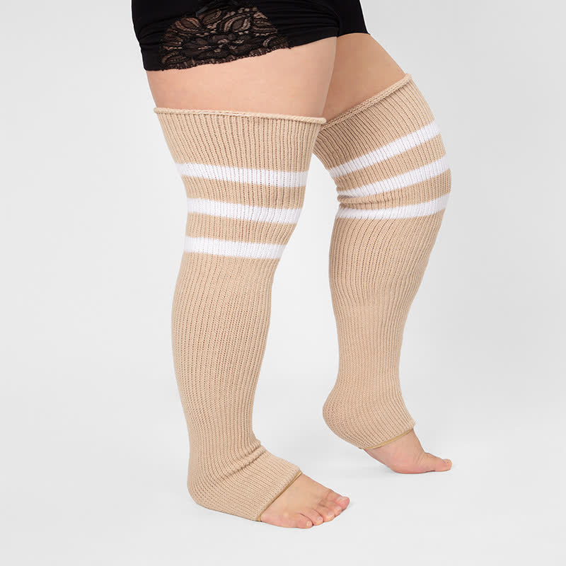 Chaussettes de compression montantes à rayures et bout ouvert - image 4