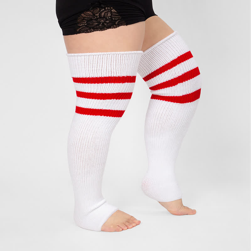 Chaussettes de compression montantes à rayures et bout ouvert - image 10