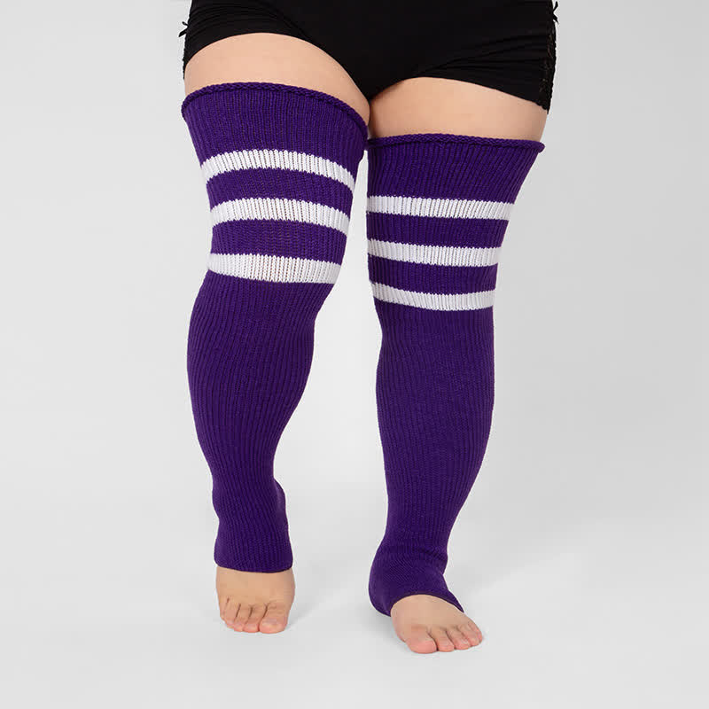 Chaussettes de compression montantes à rayures et bout ouvert - image 11