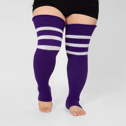 Chaussettes de compression hautes à rayures et bout ouvert, grande taille - image 12