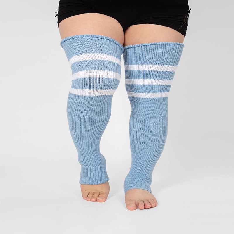 Chaussettes de compression montantes à rayures et bout ouvert - image 5