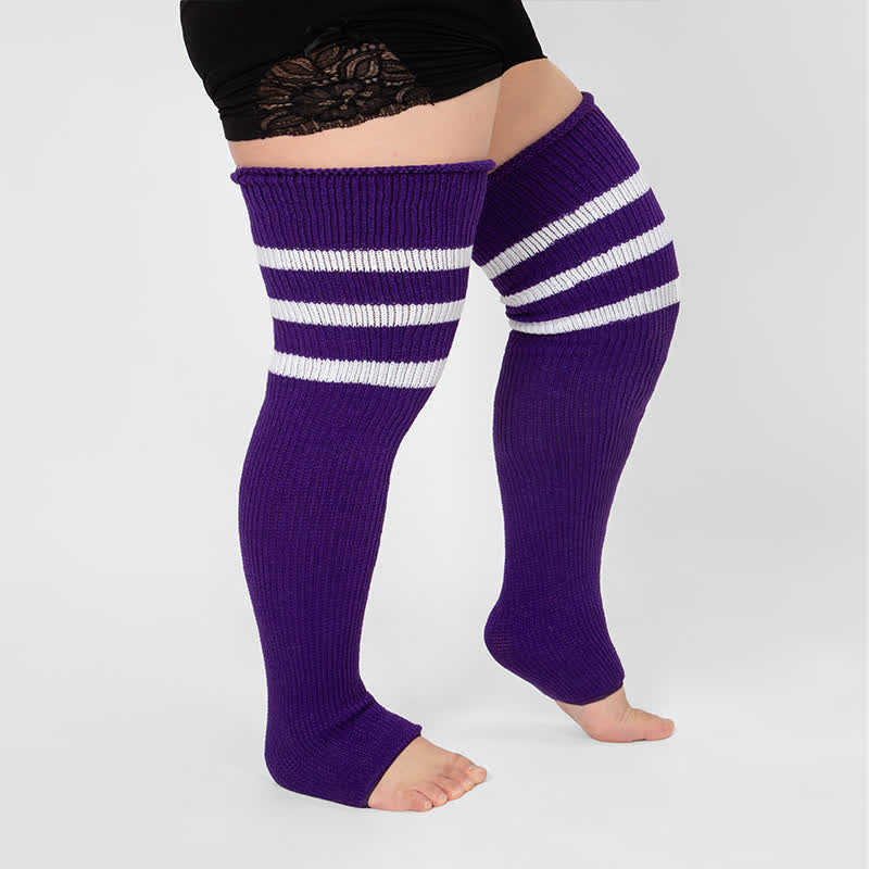 Chaussettes de compression montantes à rayures et bout ouvert - image 13