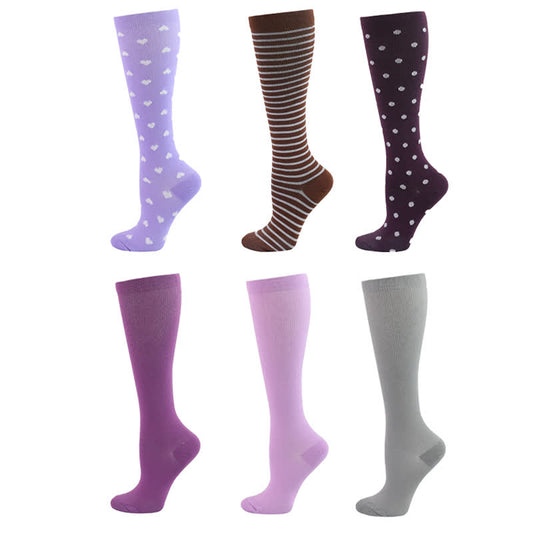 Chaussettes de compression à pois et cœurs (6 paires)