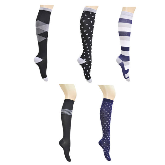 Chaussettes de compression à imprimé géométrique (5 paires) - Multicolore - L/XL - image 0