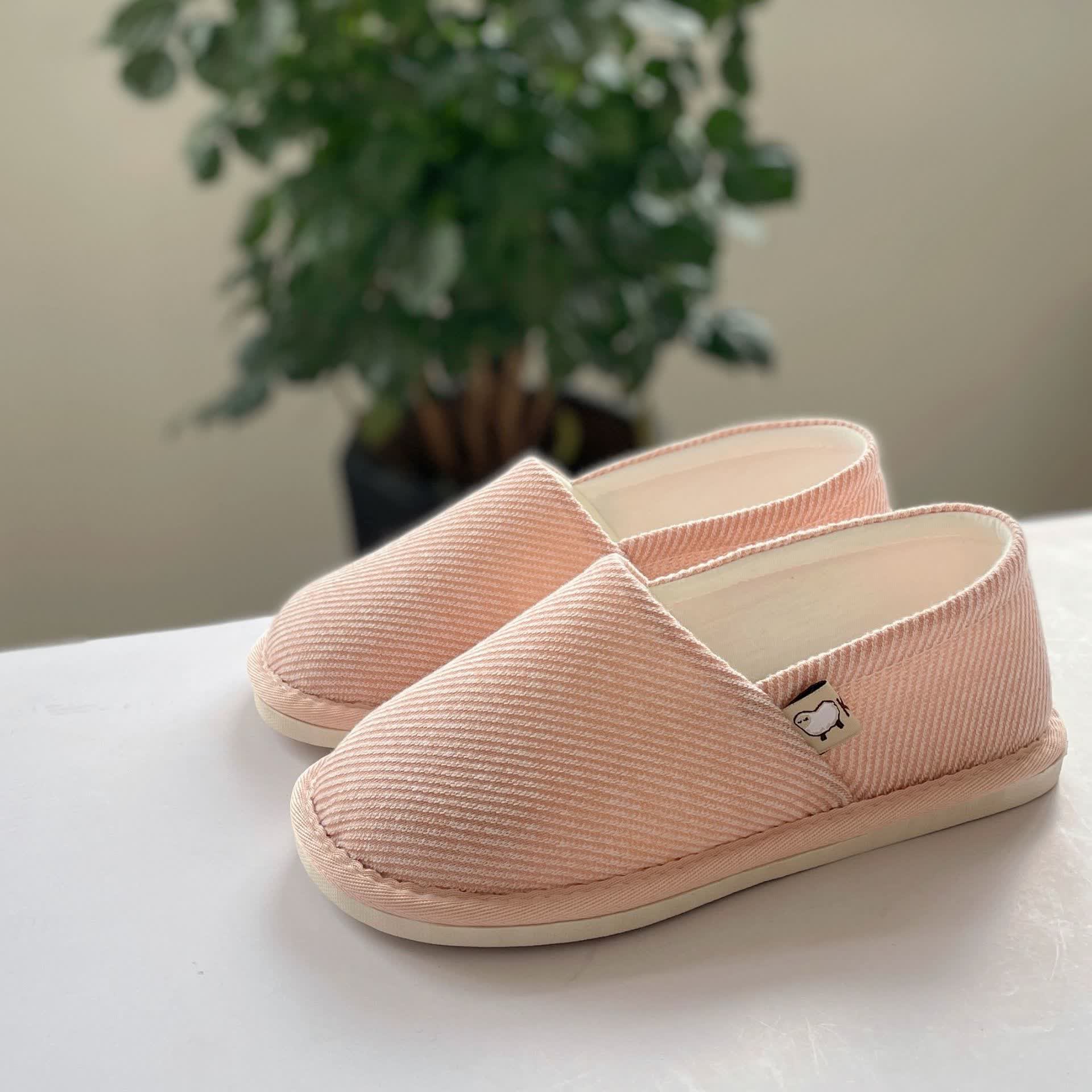 Chaussons d'intérieur à semelle souple et rayures simples - Rose - EU44-45 (US10-11) - image 3