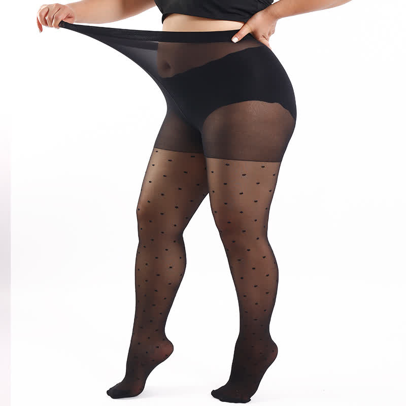 Collants transparents à pois grande taille (3 paires)