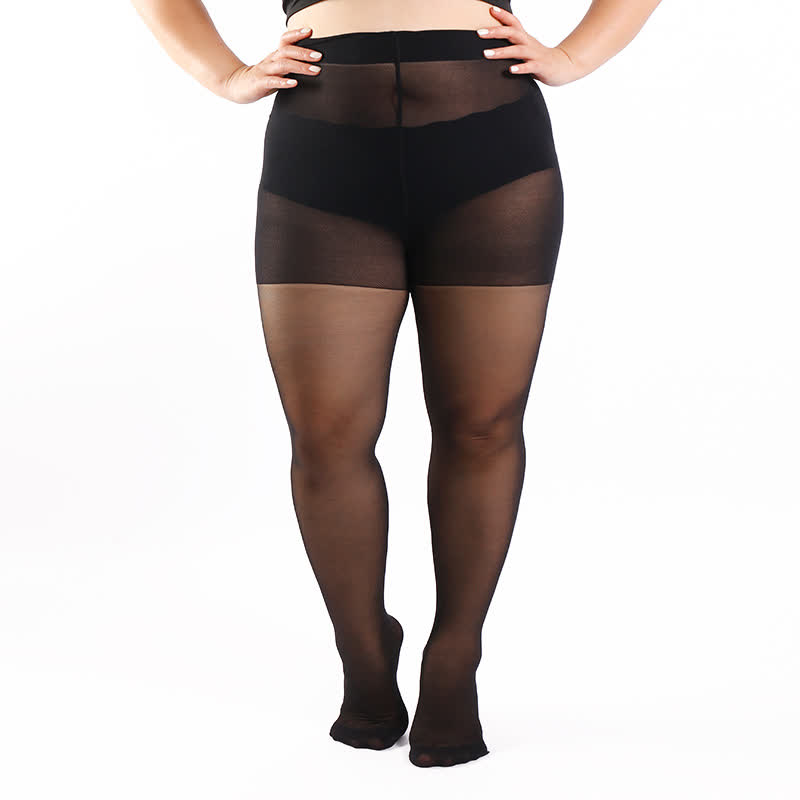Collants de couleur unie grande taille (3 paires) - Noir - 4XL - image 3
