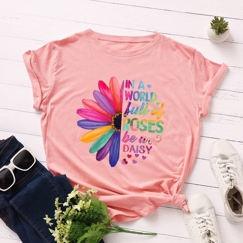 T-shirt à manches courtes imprimé marguerites grande taille - Rose - 5XL - image 7