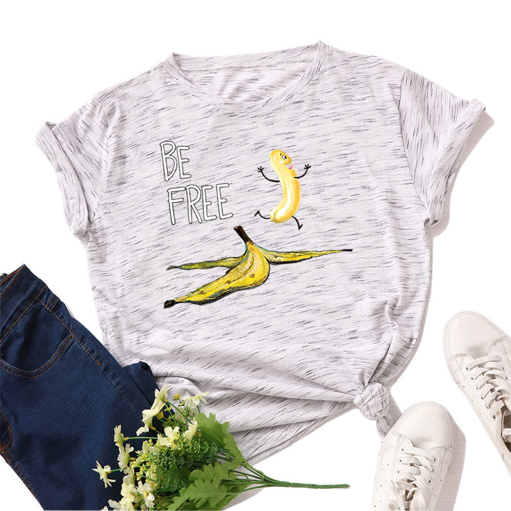 T-shirt à manches courtes imprimé banane créatif grande taille - Blanc - 5XL - image 3