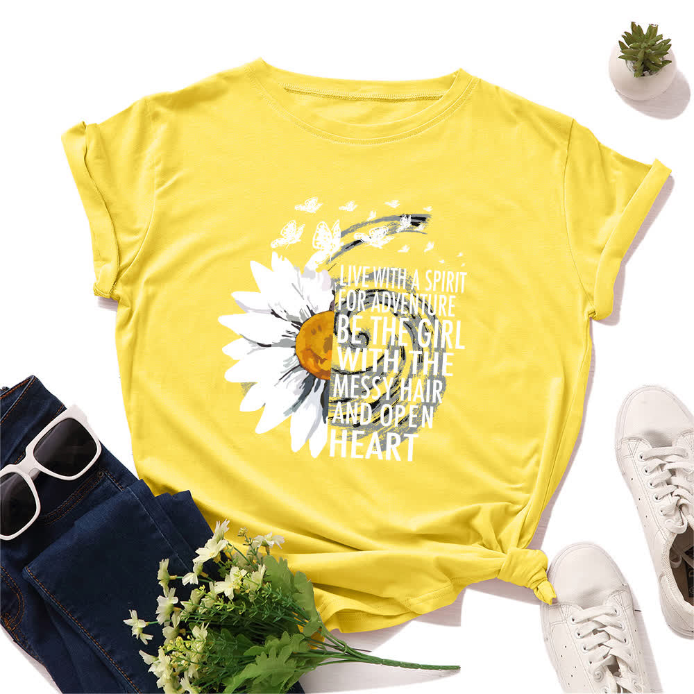 T-shirt à manches courtes imprimé floral grande taille - Jaune - 5XL - image 2