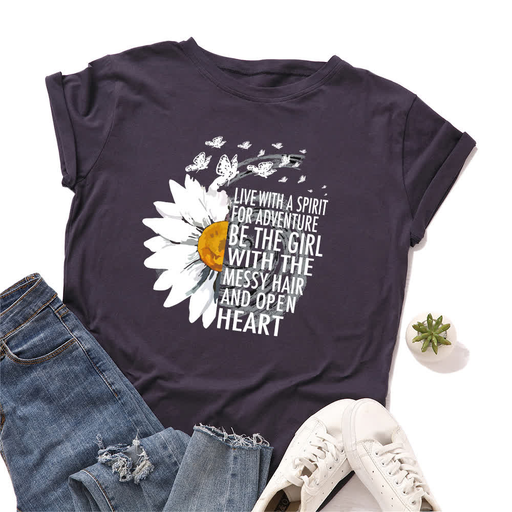 T-shirt à manches courtes imprimé floral grande taille - Bleu marine - 5XL - image 8