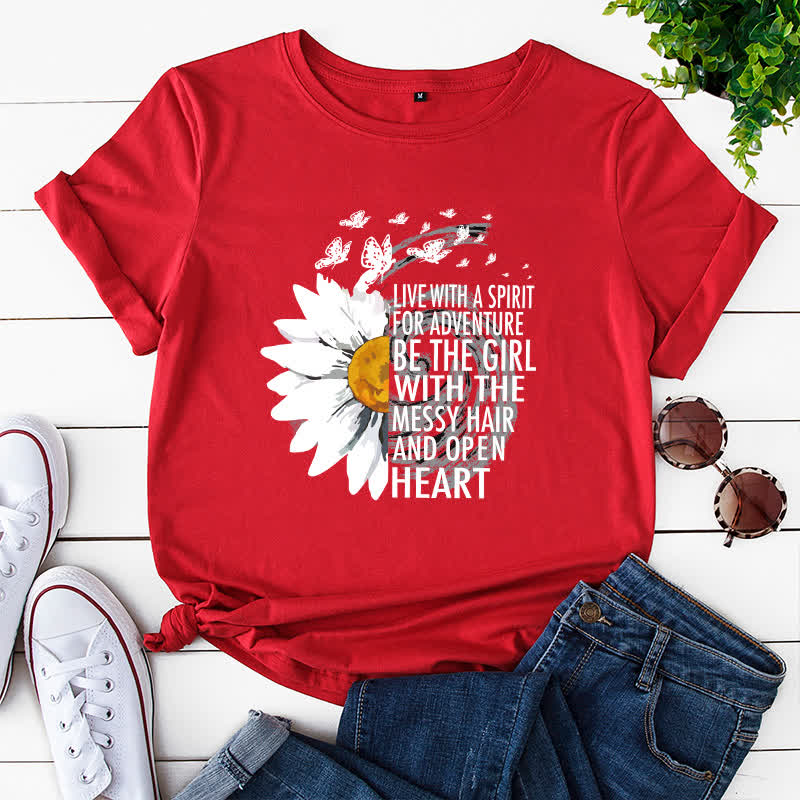T-shirt à manches courtes imprimé floral grande taille - Rouge - 5XL - image 1