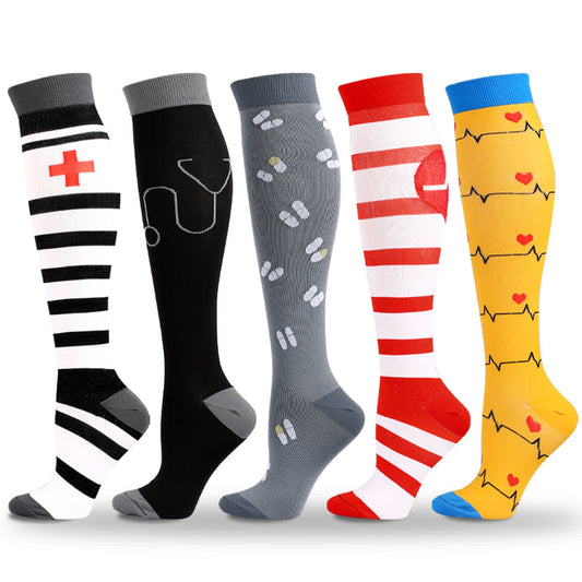 Chaussettes de compression à imprimé médical (5 paires) - Multicolore - L/XL - image 0
