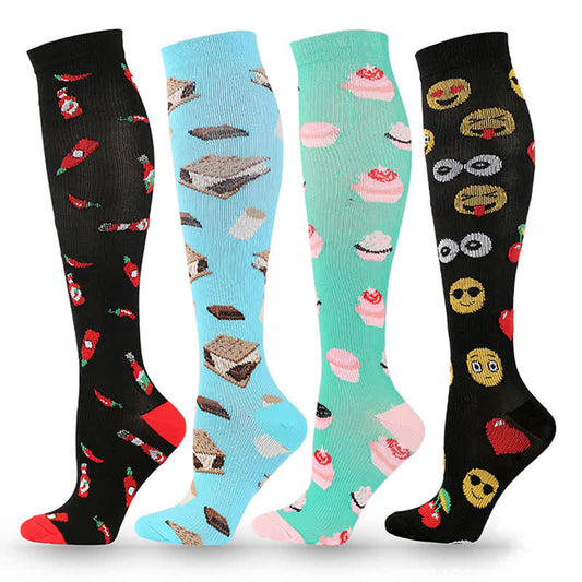 Chaussettes de compression à imprimé amusant (4 paires)