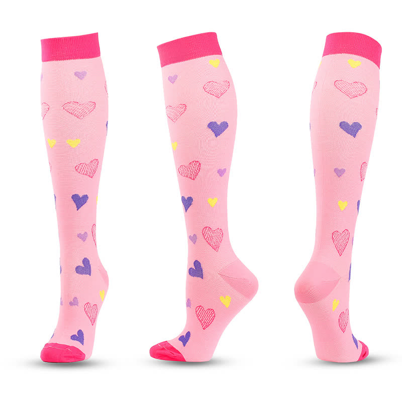 Chaussettes de compression à imprimé cœur et lune (4 paires) - UN - L/XL - image 1
