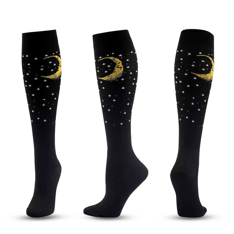 Chaussettes de compression à imprimé cœur et lune (4 paires) - D - L/XL - image 4