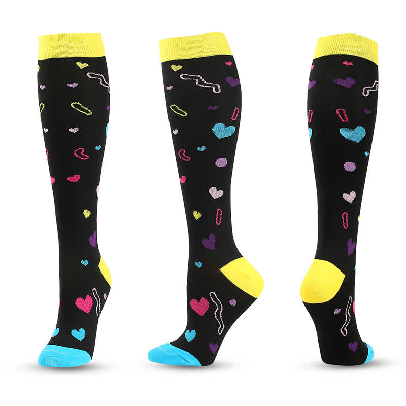 Chaussettes de compression à imprimé cœur et lune (4 paires) - B - L/XL - image 2