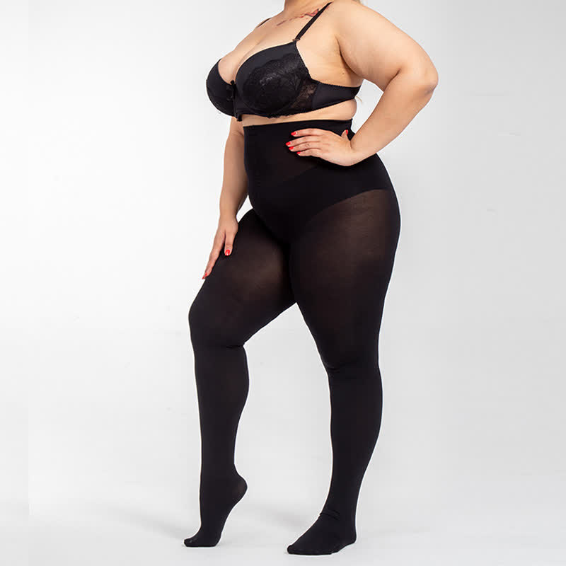 Collants noirs taille haute grande taille (2 paires) - image 4