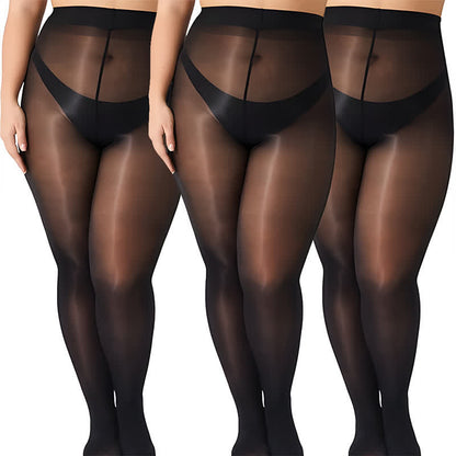 Collants noirs taille haute grande taille (2 paires) - image 3