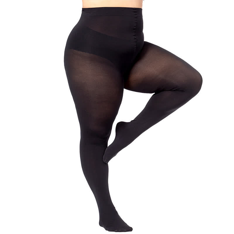 Collants noirs taille haute grande taille (2 paires) - image 6