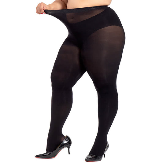 Collants noirs taille haute grande taille (2 paires) - image 0