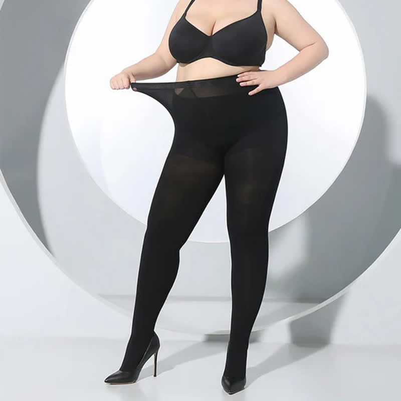 Collants noirs taille haute grande taille (2 paires) - image 5
