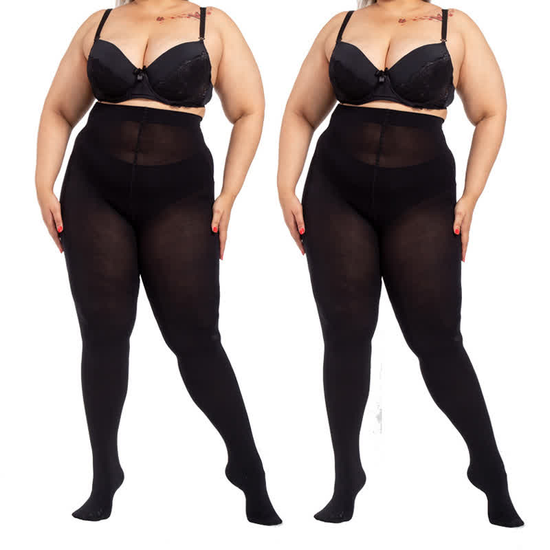Collants noirs taille haute grande taille (2 paires)