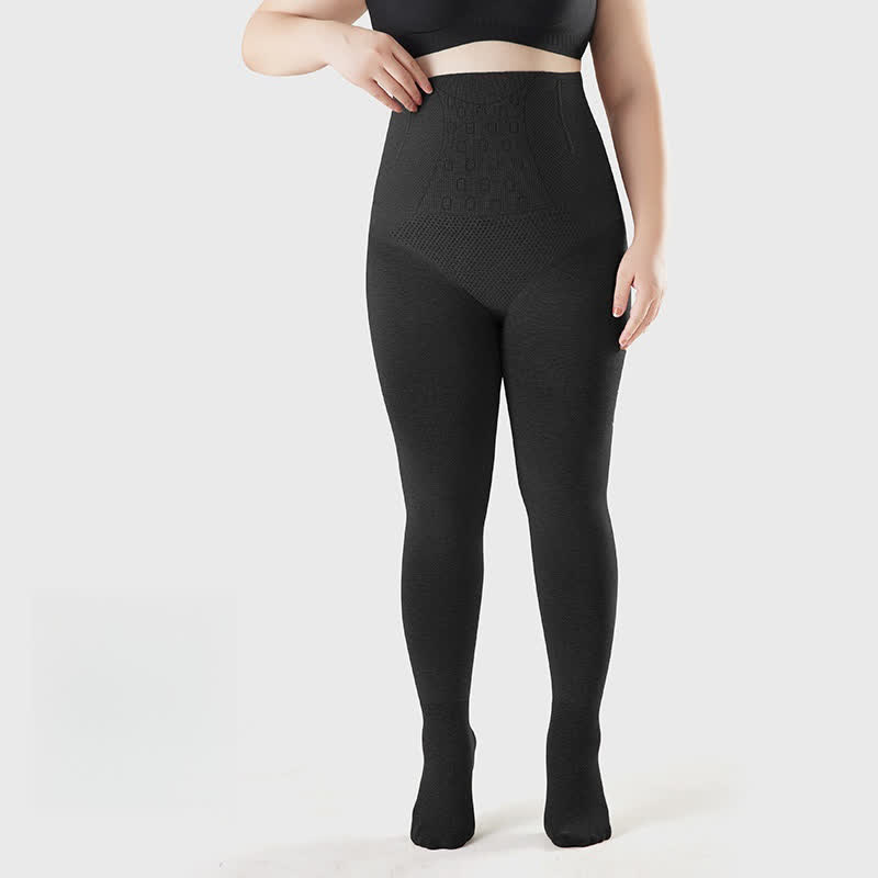 Collants taille haute à pieds de couleur unie