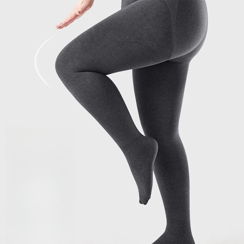 Collants taille haute à pieds de couleur unie