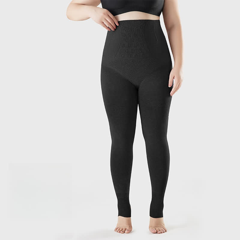 Collants taille haute à bout ouvert de couleur unie - Noir - Convient jusqu'à 220 lb - image 5