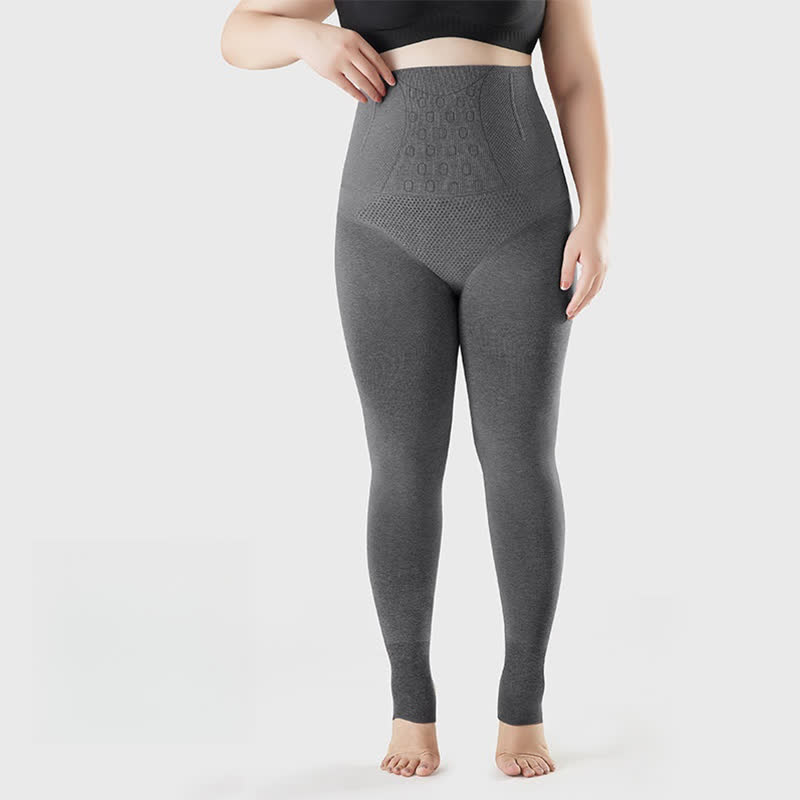 Collants taille haute à bout ouvert de couleur unie - Gris clair - Convient jusqu'à 220 lb - image 3