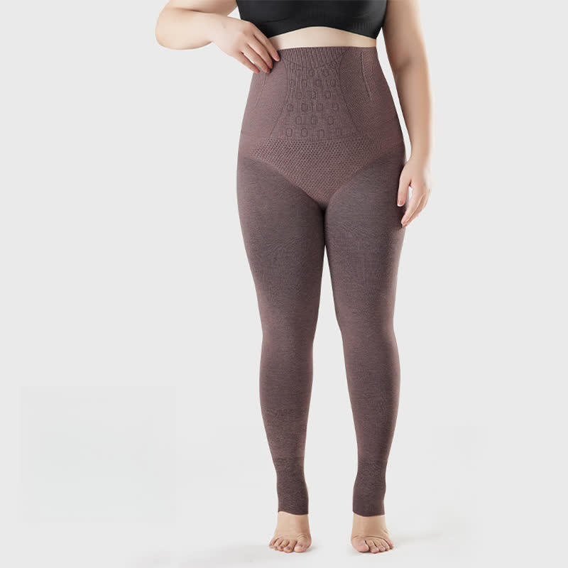 Collants taille haute à bout ouvert de couleur unie - Café - Convient jusqu'à 220 lb - image 6