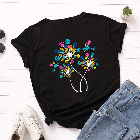 T-shirt à manches courtes créatif pissenlit grande taille - Noir - 5XL - image 1