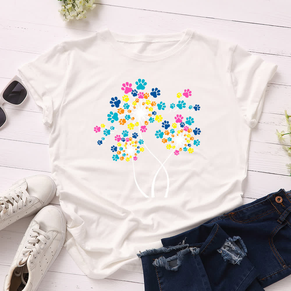 T-shirt à manches courtes créatif pissenlit grande taille - Blanc - 5XL - image 3