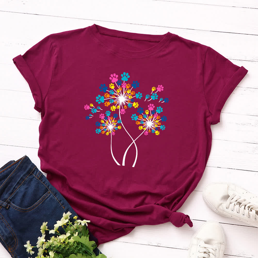 T-shirt à manches courtes créatif pissenlit grande taille - Vin - 5XL - image 10