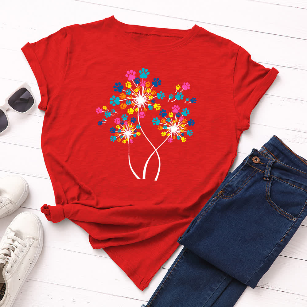 T-shirt à manches courtes créatif pissenlit grande taille - Rouge - 5XL - image 1