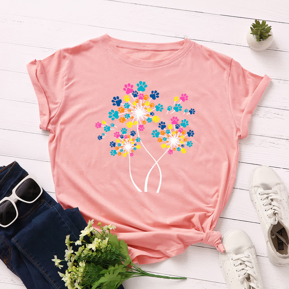 T-shirt à manches courtes créatif pissenlit grande taille - Rose - 5XL - image 7