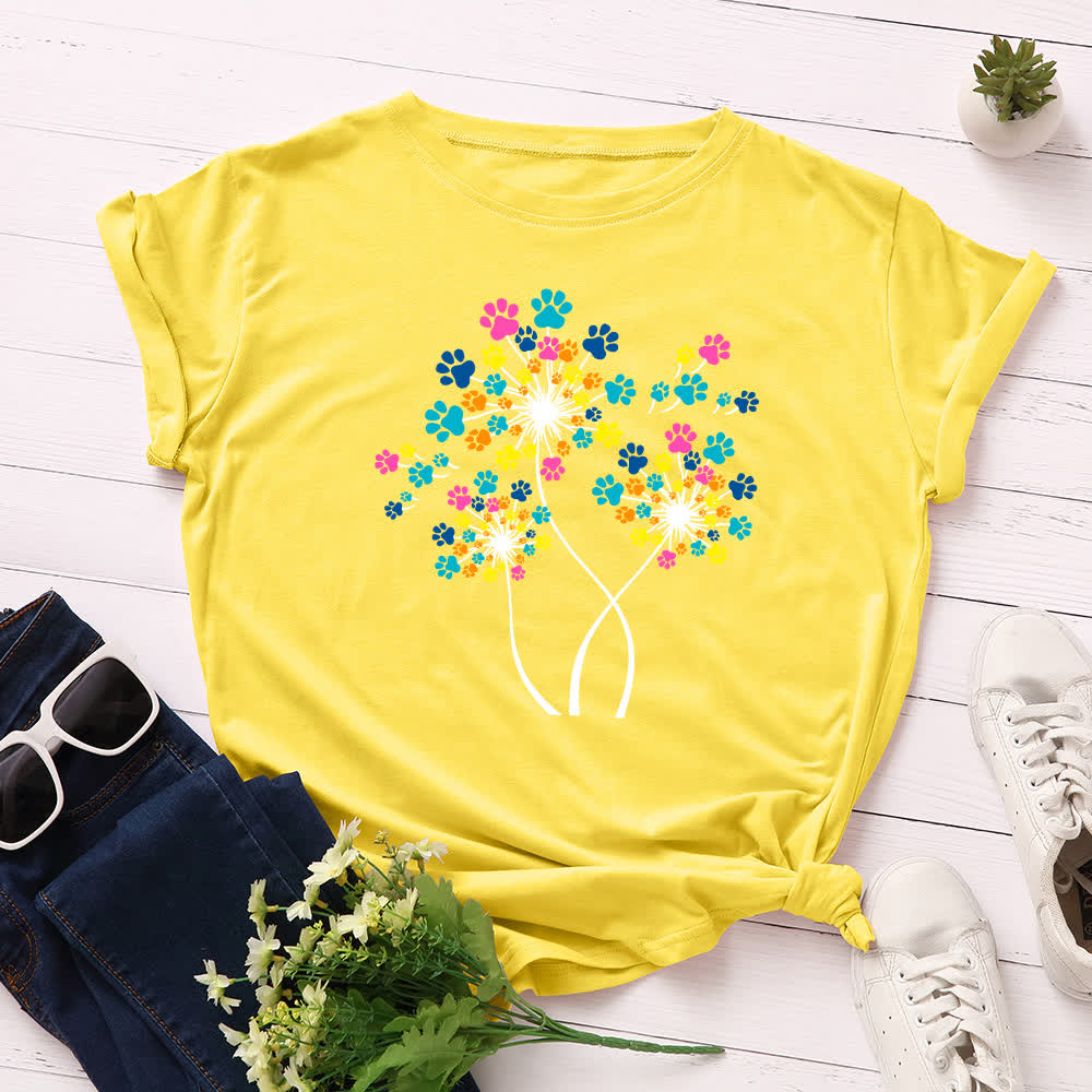 T-shirt à manches courtes créatif pissenlit grande taille - Jaune - 5XL - image 2