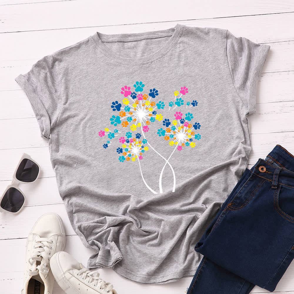 T-shirt à manches courtes créatif pissenlit grande taille - Gris clair - 5XL - image 8