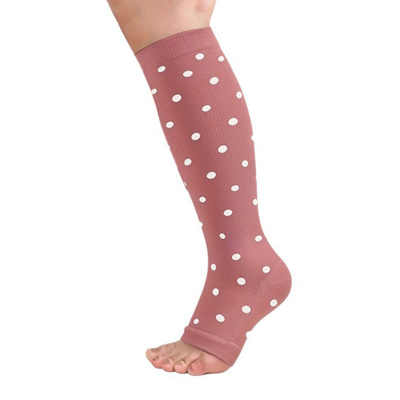 Chaussettes de compression à pois, élastiques et à bout ouvert (3 paires) - UN - 2XL - image 1