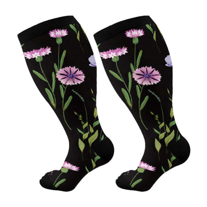 Chaussettes de compression à fleurs peintes grande taille (3 paires) - image 5