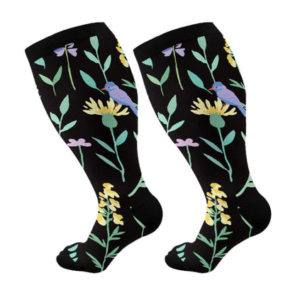 Chaussettes de compression à fleurs peintes grande taille (3 paires) - image 6
