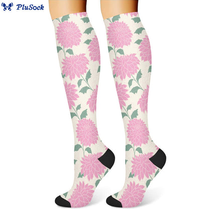 Chaussettes de compression florales élégantes (3 paires) - Beige (1 paire) - S/M - image 3